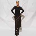 URBAN REVIVO Long Sleeve Asymmetrical Tops for Women Ruched Slit Fitted Basic Tees Y2k Going Out Tunic Shirts (Black, S)