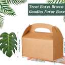 Honoson 24 Set Safari Jungle Gift Bags Bulk Tropical Luau Bags with Palm Leaves Brown Kraft Goodie Gable Bachelorette Boxes Bridesmaid Party Favors for Baby Shower Favors Wedding