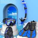 Ubekezele Snorkeling Gear for Adults Men Women,4 in 1 Snorkel Set with Panoramic View Diving Mask Anti-Fog Anti-Leak,Dry Top Snorkel,Fins and Travel Bag for Swimming,Snorkeling and Travel Diving