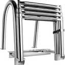 Marinebaby 4-Step Pontoon Boat Ladder, 316 Stainless Steel Folding Telescoping Inboard Ladder with Hand Railing and Extra Wide Steps