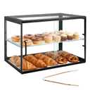 VEVOR Bakery Display Case, 2-Tier Commercial Countertop Pastry Display Case, Clear Acrylic Bread Box for Kitchen, Party Cake Cabinet with Sliding Door for Cookie Dessert Donut, 21.7" x 15.2" x 15.4"