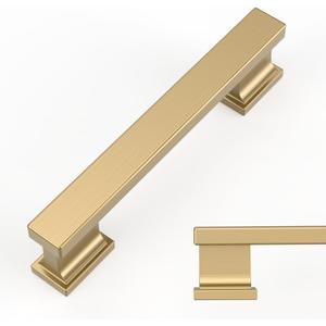 Amerdeco 10 Pack Champagne Bronze Cabinet Pulls 3-3/4 Inch(96mm) Hole Center Drawer Pulls Cabinet Hardware Kitchen Cabinet Handles for Bathroom Dresser Pulls ZH00013