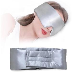 Sleep Mask for Men Women Satin Sleep Mask for Side Sleeper Light Blocking Mask (Moonlight Gray)