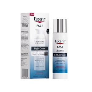 Eucerin Face Immersive Hydration Night Cream with Hyaluronic Acid and Provitamin B5, Ultra-Lightweight Face Moisturizer Smooths Fines Lines and Wrinkles, 2.5 Oz Bottle