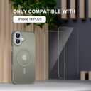 Misea Magnetic for iPhone 16 Plus Case Compatible with MagSafe [Military Grade Drop Protection] Full Camera Lens Protector Translucent Matte Phone Case for Women Girls 6.7 inch, Gray