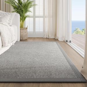 YDKGL Washable Area Rug 5x7 Large Jute Like Rug for Living Room, Soft Non Slip Rugs Carpet for Dining Room Bedroom Cotton Boho Woven Braided Rugs Home Office Decor, Grey