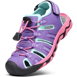 DREAM PAIRS Boys Girls Summer Outdoor Athletic Sport Sandals Walking Hiking Hook and Loop Adjustable Multicolor for Toddler/ Little/ Big Kids, Size 13 Little Kid, Lavender/ Baby/ Blue/ Fuchsia, 160912-K