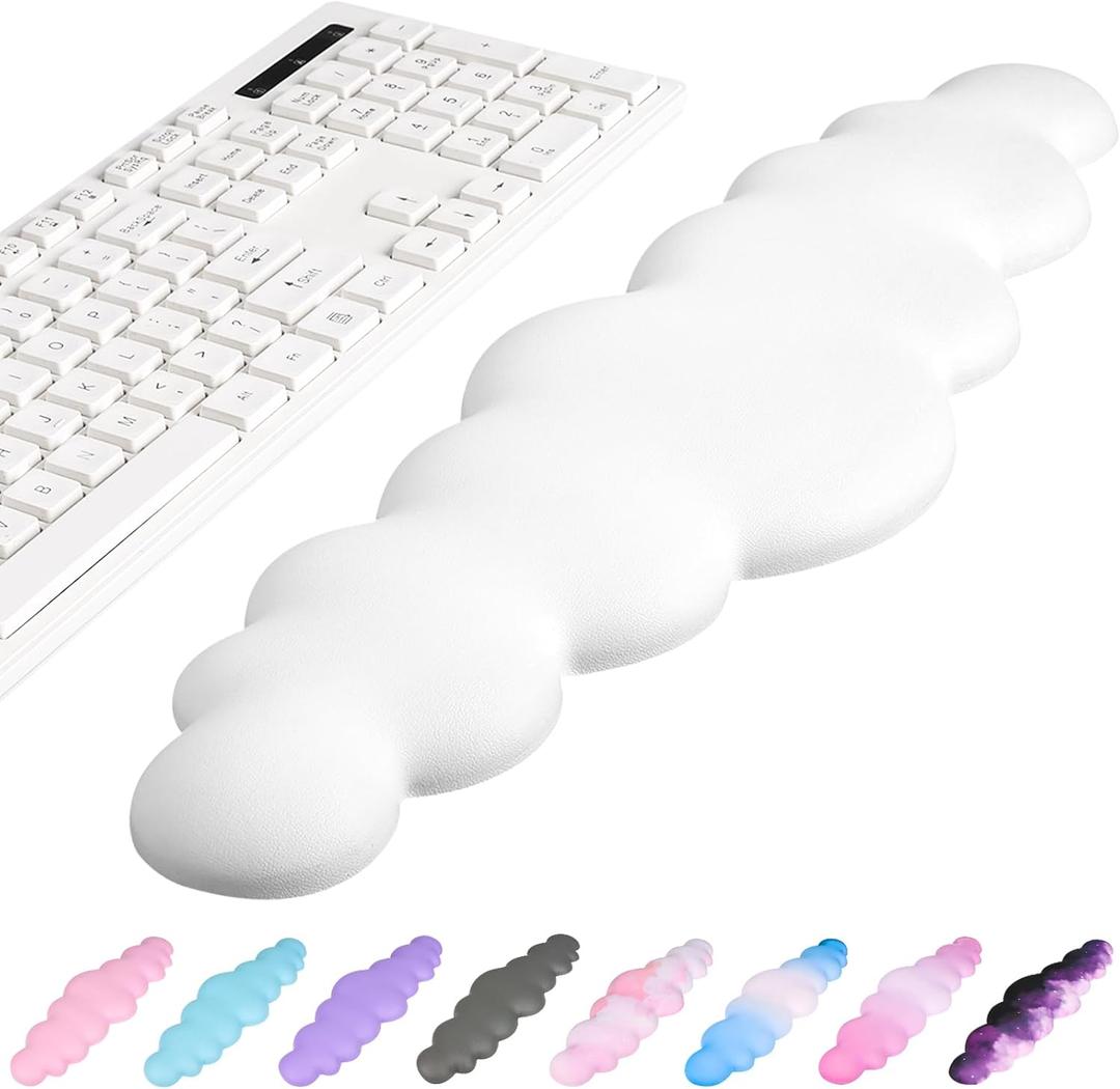 VAIPI Keyboard Cloud Wrist Rest, PU Leather Cloud Keyboard Wrist Pad, Palm Rest Keyboard Rest with Non-Slip Base for Typing Pain Relief, Soft Keyboard Arm Hand Rest for Computer - Father's Day Gift