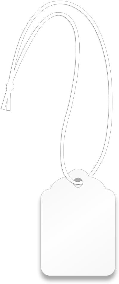 SmartSign (Pack of 1000) 1.25 x 0.875 inch Blank White Merchandise Tags with Pre-Strung Loop Strings, Size #3, 12pt Thick Cardstock Tags