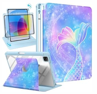 Uppuppy for iPad Air 5th/ 4th Generation Case 10.9, for iPad Pro 11 Inch Case Women Girls Folio Cover Pencil Holder Cute Pretty Unique Design Rotating Stand for Apple iPad Air 4/ 5 (2020/ 2022)/ Pro 11" 