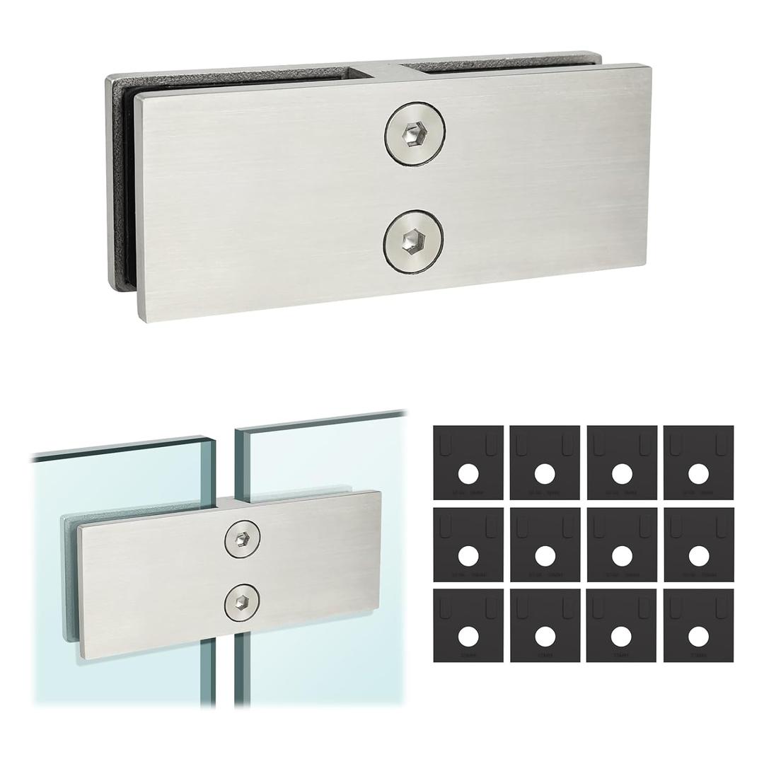 LukLoy 2 Pack Marine Grade Stainless Steel 316 Railing Glass to Glass Clamp, Heavy-Duty Bracket for Coastal Outdoor Balustrade Railing Pool Fence (180 Degree, 2 Pack)
