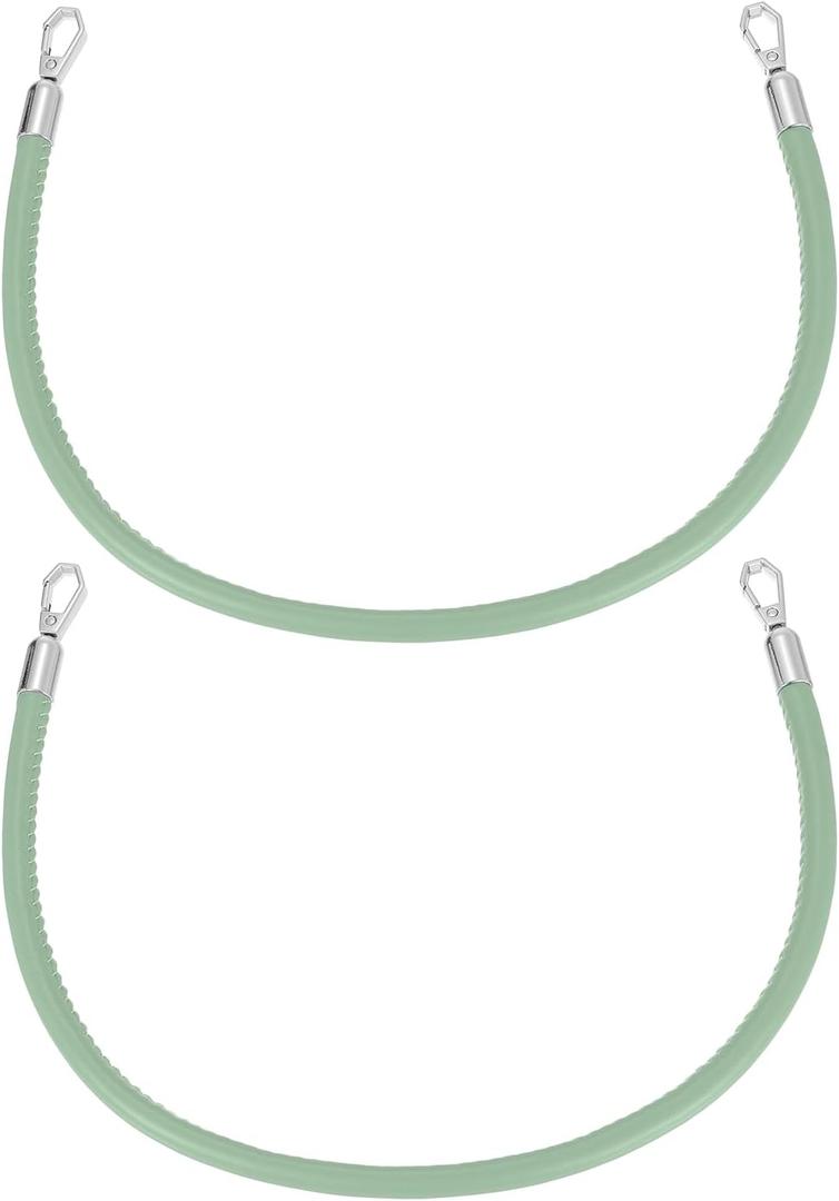 uxcell 2Pcs Leather Handbag Handles, 50cm/19.7" PU Leather Shoulder Bag Straps Leather Purse Straps for Women's Handbag Tote Bag Handles Replacement (Green, Silver)