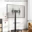 Steel Base Rolling TV Stand for 32-75 inch TVs up to 110 lbs, Leveling & Tilt & Swivel Mobile TV Stand with Hidden Wire Management, Height Adjustable Portable Tv Stand with Steel Shelf, Black (without Power Outlet)