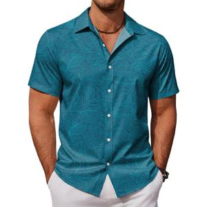COOFANDY Mens Hawaiian Shirts Short Sleeve Button Down Aloha Shirt Casual Beach Clothes (XXL)