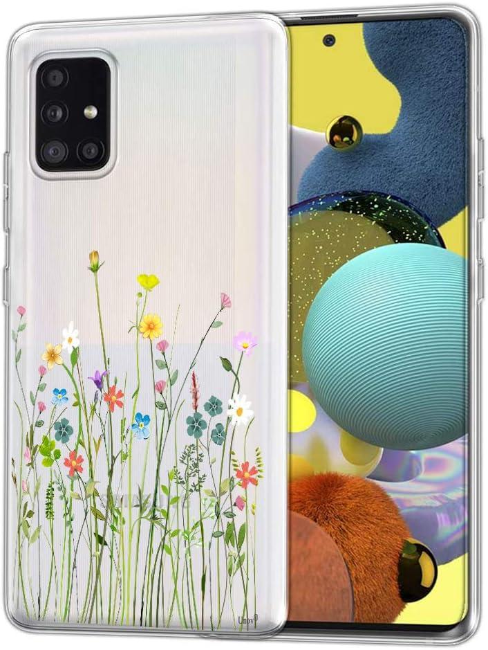 Unov Case Designed for Galaxy A51 5G, Crystal Clear Phone Case with [Anti-Slip Embossed Pattern], Shockproof Slim Protective [Anti-Yellowing TPU] Back Cover, Flower Bouquet