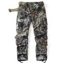 Men's Camo Cargo Work Pants Cotton Tactical Ripstop Casual Combat Pants with 8 Pockets, 42