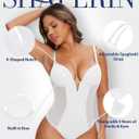 SHAPERIN Women's Low Back Shapewear Tummy Control Plunge Deep V Neck Backless Body Shaper Thong Bridal Bodysuit Bra Fajas (White, M)