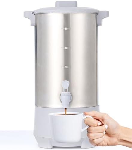 SYBO SR-CP40C Commercial Grade Stainless Steel Percolate Coffee Maker, Hot Water Urn for Catering, Hot Beverage Dispenser, 30-Cup, 3.5L, Grey