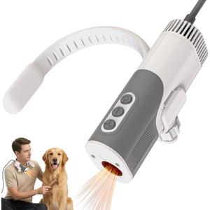 PETNF Hands-Free Dog Dryer for Pet Grooming, 110,000 RPM High Velocity Pet Hair Dryer, 1300W Powerful Neck Hanging Design, 3 Speeds & 5 Heat Settings for Home & Salon