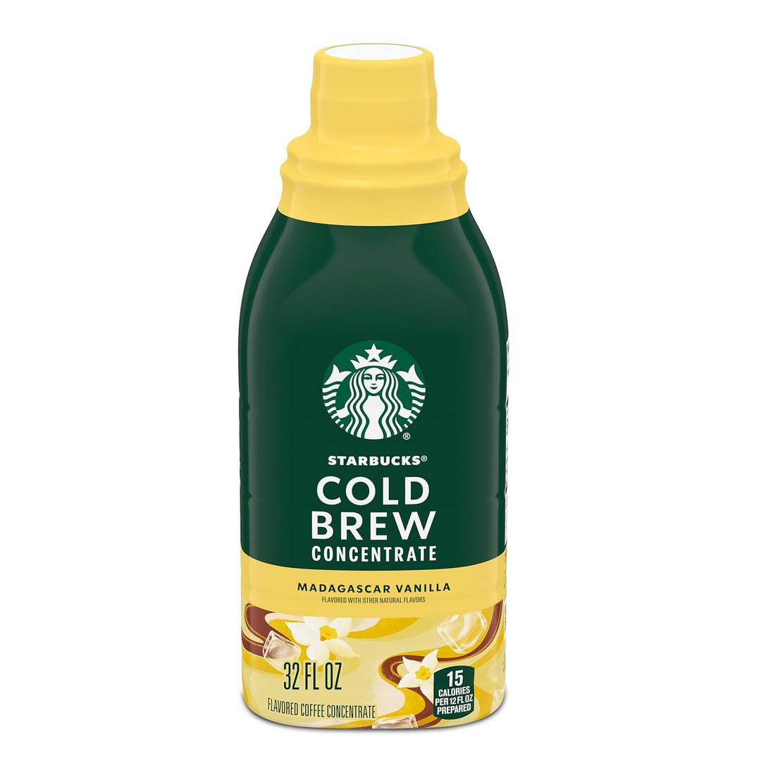 2 x Starbucks Cold Brew Coffee Concentrate, Madagascar Vanilla Flavored Iced Coffee, 32 fl oz (EXP 08/06/26)
