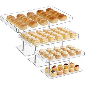3PCS Dessert Table Display Set, Clear Acrylic Cupcake & Buffet Riser Shelf, Dessert Stands for Cupcakes Pastry, Dessert Display Stands for Weddings, Parties & Events (3 Pack)