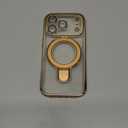 Magnetic for iPhone 17 Pro Case with Invisible Stand[Compatible with MagSafe][Full Camera Lens Protector][Military Drop Protection] Shockproof Not Yellowing Clear Slim Soft for Women Men (Gold)