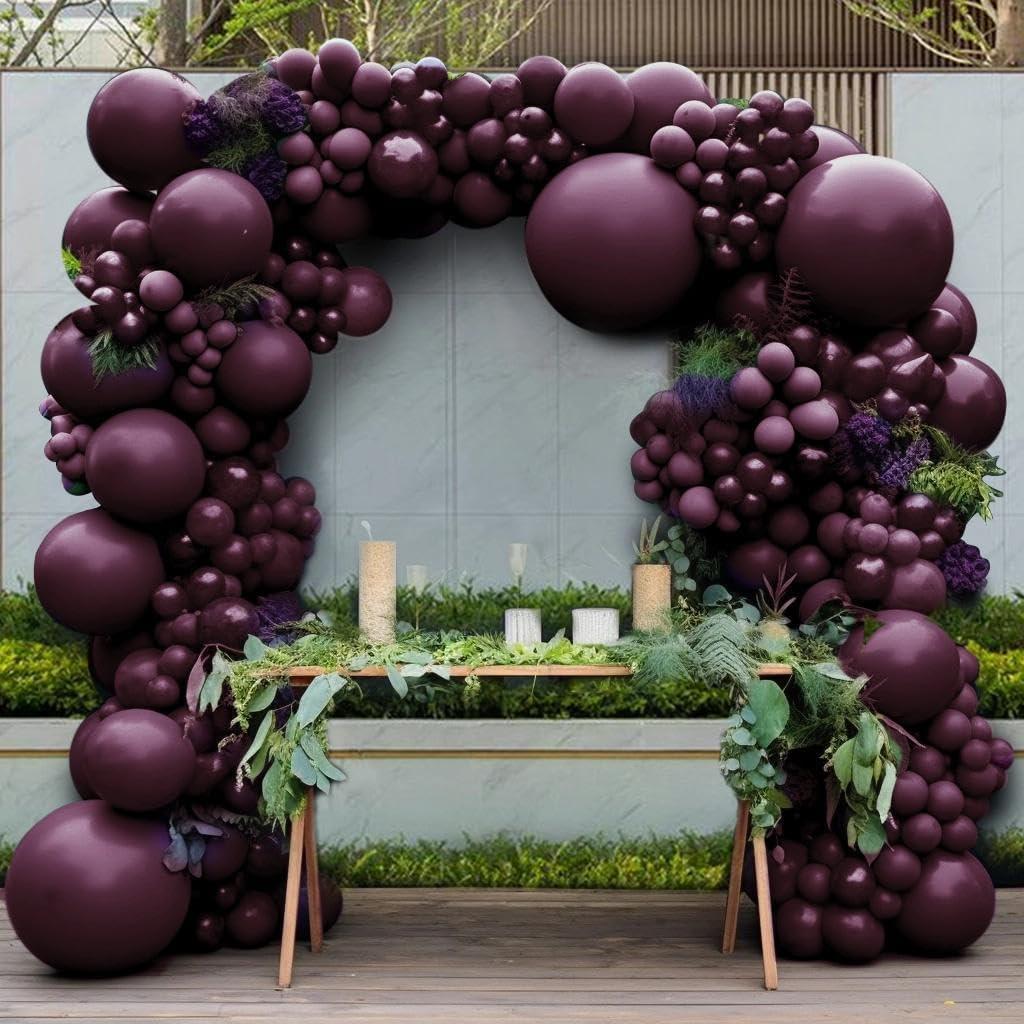 Burgundy Balloons Double Stuffed Dark Purple Plum Balloon Garland Different Sizes Mauve Maroon Magenta Latex Balloons for Birthday Bridal Shower Wedding Anniversary Halloween Party Decorations