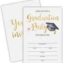 2 x graduation invitations 2025 - Grad Party - 20 invitation cards with envelopes, Gold Font Fill-in style Celebration party invitation, College Graduation Party Decoration & Supplies - A01