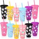 12 Pcs Dental Hygiene Appreciation Gifts Dental Hygiene Plastic Tumbler Bulk with Straw and Lid 24 oz World Oral Health Day Party Favors Reusable Plastic Cups for Office Home Nurse