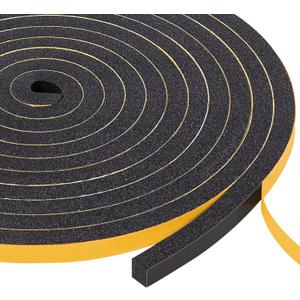 Yotache 3 Strips Foam Weather Stripping 1/4" W X 1/4" T, New Adhesive Craft, Insulation Soundproofing Strips Tape Gasket Seal for Door Frame and Window, Sliding Door Jamb, Total 30 Ft (3 X 10 Ft Each, Black 