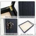 Shadow Box Frame 18x24, Wood Shadow Box Display Case with Glass Window Metal Lock, Memory Box for Memorabilia Awards Medals Photos Black