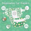 Pet Soft Disposable Cat Diapers - Diaper for Female & Male Cats, Puppy Doggie Diapers for Female Dogs with Adjustable Foam Tail Hole, Medium (24Pcs, GN Flowers)