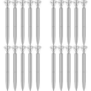 PASISIBICK 20 Silver Diamond Pens Cute Beautiful Ballpoint Pens for Women Wedding Coworkers Crystal Gifts(20 PCS)