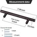 10 Pack Bronze Solid Cabinet Handles Drawer Pulls, 7.38-inch/187mm Length (5-inch Hole Center) Door Handle (1/2-inch Diameter) Kitchen Stainless Steel Cabinet Hardware Handle, Oil-Rubbed Bronze