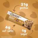 Quest Nutrition Chocolate Chip Dough Cookie Protein Bars, 21g Protein, 1g Sugar, 4g Net Carb, High Fiber, Gluten Free, Keto Friendy, 12 Count (EXP 10/29/25)