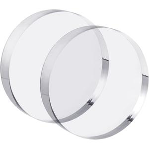 CiaoHER 1in Thickness 5in Diameter Acrylic Disc Display Block Clear Polished Round Pedestal Stand Riser 5" x 5" x 1", 2 Pack