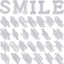 Zeyune 104 Pcs Rhinestones Pearls Iron on Decorative Letter Patches A-z Bling Glitter English Alphabet Applique for Sew on Clothes Bags Hats DIY Craft Supplies, 4 Colors(Diamond Style)