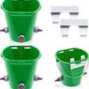 2 Pcs 8L Lamb Milk Feed Bucket Multiple Teat Large Capacity Detachable Nipple Plastic Goat Milk Feeding Bucket Green Animal Feed Pot Lamb Feeder Bottle for Farm Sheep Livestock Cattle Animal(3 Mouths)