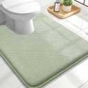 OLANLY Toilet Rugs U-Shaped 24x20, Extra Soft Absorbent Thick Memory Foam Contour Bathroom Rugs, Dry Quickly, Machine Washable, Non-Slip Toilet Bath Mat, Home Decor Accessories, Sage Green