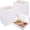 10-Pack Dessert Shooter Boxes - Holds 24 Standard Cupcakes, Food Grade Dessert Cup Packaging Box with Clear Window & Inserts, 15"x11"x4" Disposable Baking Carrier for Pastries, Party Favors & Takeout