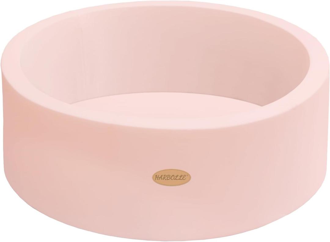 Baby Ball Pit 35.4" Soft Round Memory Foam Ball Pits NOT Included Balls Indoor Outdoor Playpen for Babies Toddlers Kids Great Gift for Girls Boys, Peach