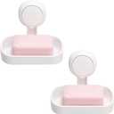 TAILI Soap Holder Soap Dish for Shower, Suction Cup Soap Holder for Shower Wall, Bathroom Accessories, Removable Strong Hold Soap Saver, Drill Free Double Soap Dish, White 2 Set