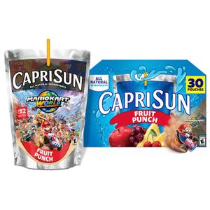 Capri Sun Fruit Punch flavored Juice Drink Blend, 30 ct Box, 6 fl oz Pouches, Best By: 03/12/2026