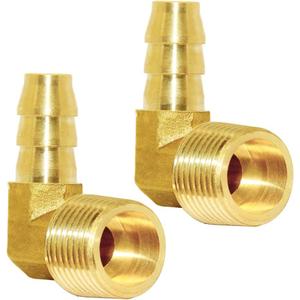 Joywayus Brass Hose Fitting,90 Degree Elbow,3/8" Barb x 3/8" NPT Male Pipe Water/Fuel/Air (Pack of 2)