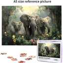 Jungle and Elephants Jigsaw Puzzle 1000 Pcs, Ideal for Game Night, Oil Painting Animal Wooden Jigsaw Puzzle, 1000 Piece Puzzle for Adults, Challenging Charm Puzzle for Game Night