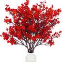 Uieke 30 Pcs Babys Breath Artificial Flowers Bulk Silk Red Faux Flowers Real Touch Gypsophila Bouquet for Christmas Halloween Home Wedding Decoration