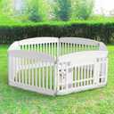 Sweetcrispy Plastic Dog Playpen - 6-Panel 24" Expandable & Durable Pet Fence for Medium Dogs - Indoor & Outdoor Portable Puppy Playpen with Secure Locking Door, White
