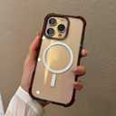 for iPhone 16 Pro Max Phone Case 6.9 inch, Drop Protection Puffer Design, Compatible with MagSafe, Shockproof Soft TPU & Hard Pc Brown