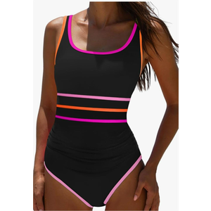 popvil Women's One Piece Swimsuits Tummy Control -Slimming Bathing Suit Neon 1 Piece Beach Outfit Sexy Sport Swim Suits, Large