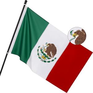 Mexico Flag 3x5 Feet for Outside - Heavy Duty Nylon, Sewn Stripes, Fade Proof, Longest Lasting - Mexican National Flag 3 X 5 FT with Brass Grommets Party Festival Indoor and Outdoor Decor